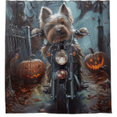 Rideaux De Douche Biewer Terrier équitation Moto Halloween Effrayer (Devant)