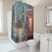 Rideaux De Douche Big Ben et le stand de téléphone rouge (En situation)