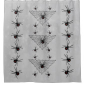 Rideaux De Douche Big Black Widow Spiders Red Marks Webs Grey (Devant)