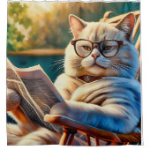 Rideaux De Douche Big papa chat avec le journal (Devant)
