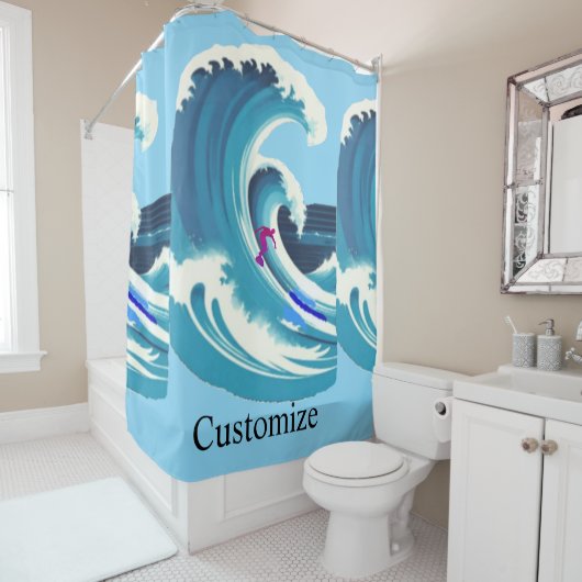 Rideaux De Douche Big Wave Surfer Thunder_Cove (En situation)