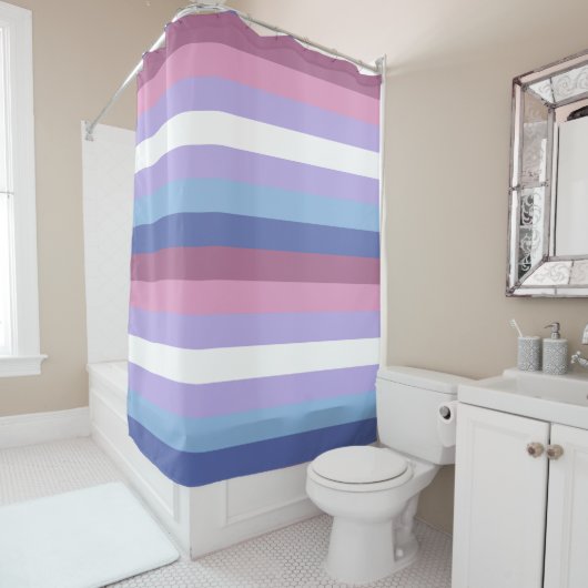 Rideaux De Douche Bigender Pride, Impression par bandes, Fierté LGBT (En situation)