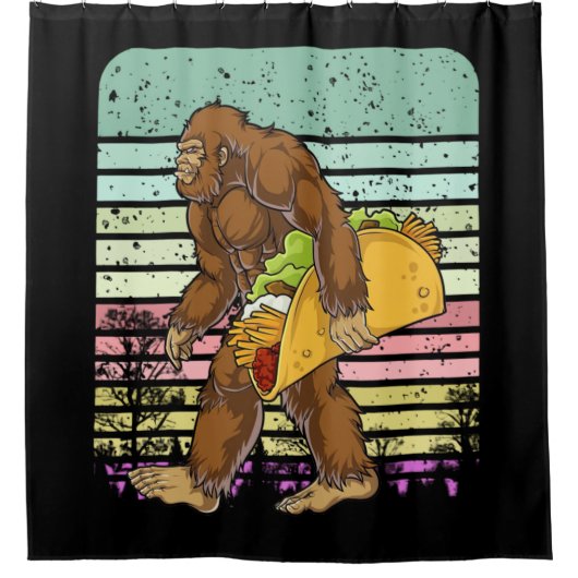 Rideaux De Douche Bigfoot Drôle Tenant Un Taco (Devant)