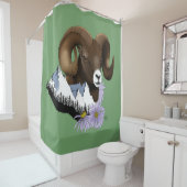 Rideaux De Douche Bighorn Sheep Ram Green Mountains (En situation)