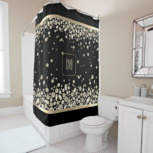 Rideaux De Douche Bijoux en diamant d'or sur un Arrière - plan noir