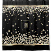 Rideaux De Douche Bijoux en diamant d'or sur un Arrière - plan noir (Devant)