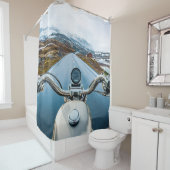 Rideaux De Douche Biker rides a motorcycle on a slippery road throug (En situation)