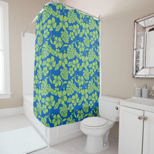 RIDEAUX DE DOUCHE BIKINI ROSE (BLEU/VERT) (En situation)