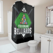 Rideaux De Douche Billard personnalisé NOM Cue Rack Pool Room (En situation)