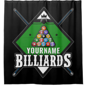 Rideaux De Douche Billard personnalisé NOM Cue Rack Pool Room