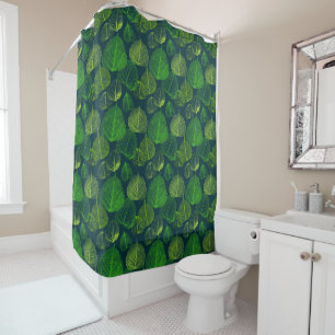 Rideaux De Douche Biophilisé esthétique Dark Green Skeleton Feuill