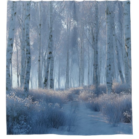 Rideaux De Douche Birch Radiant Snow Forest Shower Curtain (Devant)