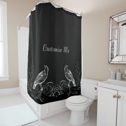 Rideaux De Douche Bird on Scroll (En situation)