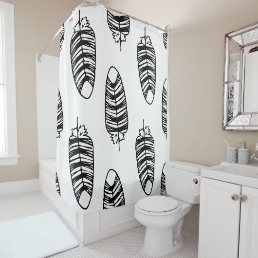 Rideaux De Douche Bird striped feather pattern. Seamless pattern of (En situation)