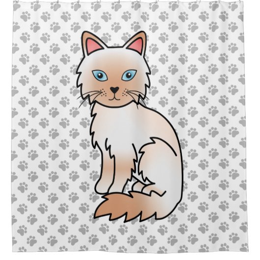Rideaux De Douche Birman / Ragdoll Point Rouge Chat & Pattes (Devant)
