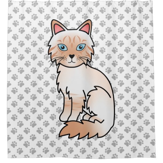 Rideaux De Douche Birman / Ragdoll tabby à pointes rouges et pattes (Devant)