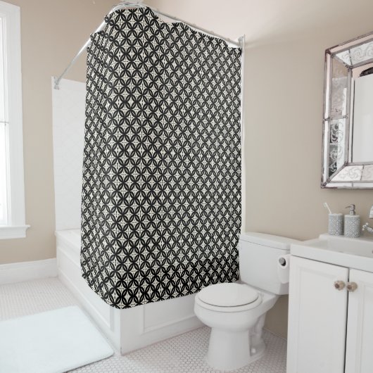 Rideaux De Douche Black and Beige Shower Curtain (En situation)