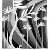 Rideaux De Douche Black and White Botanical Plant Illustration (Devant)