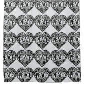 RIDEAUX DE DOUCHE BLACK AND WHITE PEACE HEART (Devant)