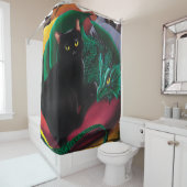 Rideaux De Douche Black Cat Green Dragon (En situation)