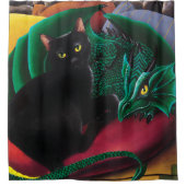 Rideaux De Douche Black Cat Green Dragon (Devant)