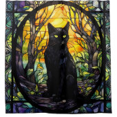 Rideaux De Douche Black Cat Vitrail jaune (Devant)