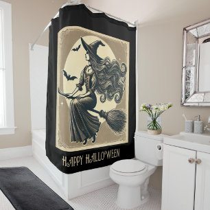 Rideaux De Douche Black, Elegant sorcière sur chambre, Halloween Vin