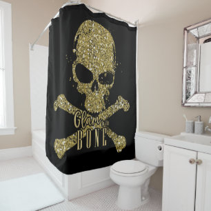 Rideaux De Douche Black Glam to the Bone Gold