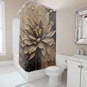 Rideaux De Douche Black Gold Beige Brown Abstrait (En situation)