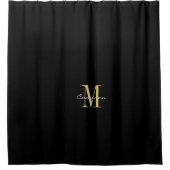 Rideaux De Douche Black Gold Initial et nom personnalisé (Devant)