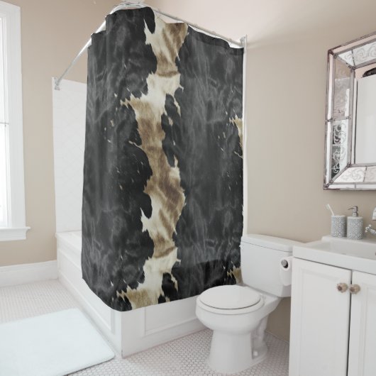 Rideaux De Douche Black Gold Western Cowhide (En situation)