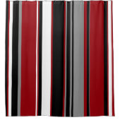 Rideaux De Douche Black, Gray Red and White Stripes (Devant)