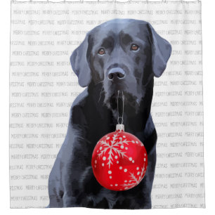 Rideaux De Douche Black Lab Joyeux Noël - adorable chien du Labrador