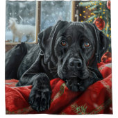 Rideaux De Douche Black Labrador Chien Festive de Noël (Devant)