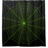 Rideaux De Douche Black neon vert toile d'araignée Halloween motif (Devant)