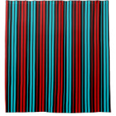 Rideaux De Douche Black Red Blue Stripes Pattern   (Devant)