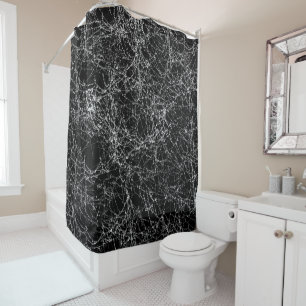 Rideaux De Douche Black & Silvery Spider Webs Chic Halloween
