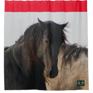 RIDEAUX DE DOUCHE BLACK STALLION WILD HORSE MAGEE DOUCHE CURTAINE