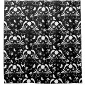 Rideaux De Douche Black White Damask Flourish Butterfly Pattern (Devant)