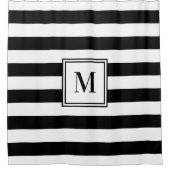 Rideaux De Douche Black White Rugby Stripes Monogramme Salle de bain (Devant)