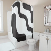 Rideaux De Douche Black & White Wave Abstrait Art moderne chic (En situation)