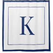Rideaux De Douche Blanc & bleu marine Monogramme initial (Devant)