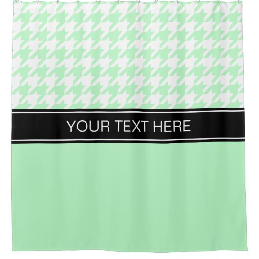 Rideaux De Douche Blanc de Menthe Houndstooth CB Noir Nom Monogramme (Devant)