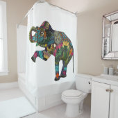 Rideaux De Douche blanc d'éléphant asiatique (En situation)