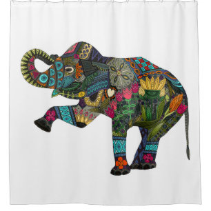Rideaux De Douche blanc d'éléphant asiatique