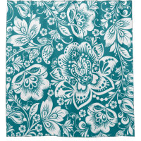 Blanc et bleu vert baroque motif floral