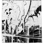 Rideaux De Douche Blanc et noir, carte de New York, NYC (Devant)