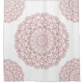 Rideaux De Douche Blanc et Rose Mandala Boho (Devant)
