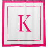 Rideaux De Douche Blanc girly et initiale monogramme fuchsia (Devant)