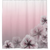 Rideaux De Douche Blanc gris floral rose Ombre (Devant)